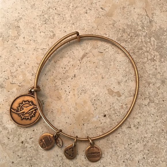 ALEX & ANI NFL OFFICIAL MIAMI DOLPHINS BRONZE BANGLE BRACELET ONE SIZE FITS MOST - Picture 1 of 5